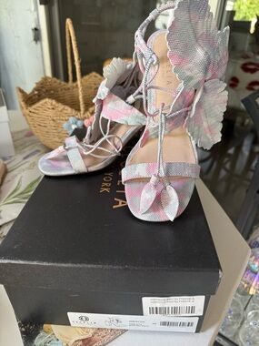 CECILIA NEW YORK HIBISCUS TIDE DYE pastel dots  Lace-Up Heels
